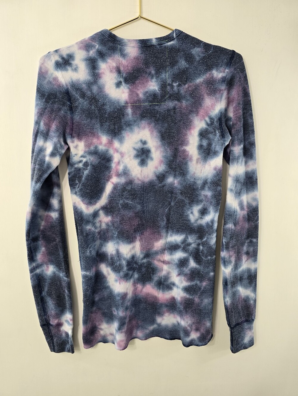 Aviator Nation Hand Dyed Unisex Tie Dye Thermal Long Sleeve Waffle Knit Shirt XS - Picture 13 of 13